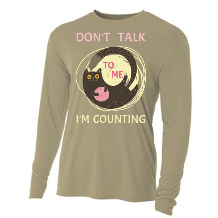 DonT Talk To Me IM Counting Funny Crochet Cat Lover Cooling Performance Long Sleeve Crew