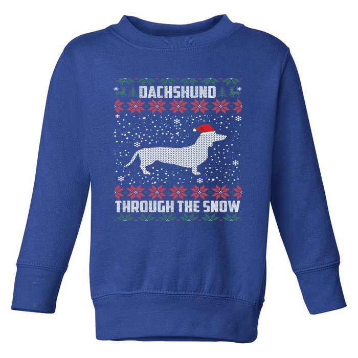 Dachshund Through The Snow Ugly Christmas Gift Toddler Sweatshirt