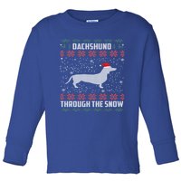 Dachshund Through The Snow Ugly Christmas Gift Toddler Long Sleeve Shirt