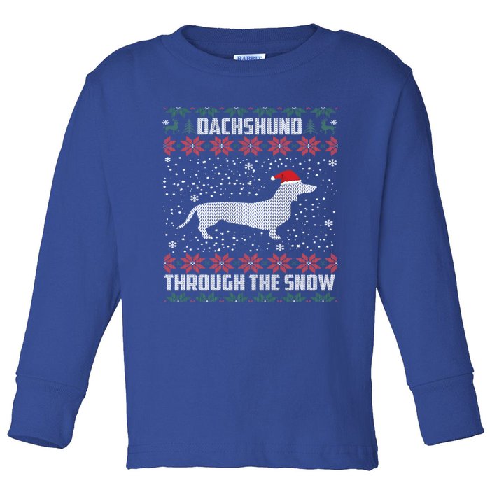 Dachshund Through The Snow Ugly Christmas Gift Toddler Long Sleeve Shirt