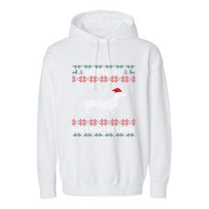 Dachshund Through The Snow Ugly Christmas Gift Garment-Dyed Fleece Hoodie