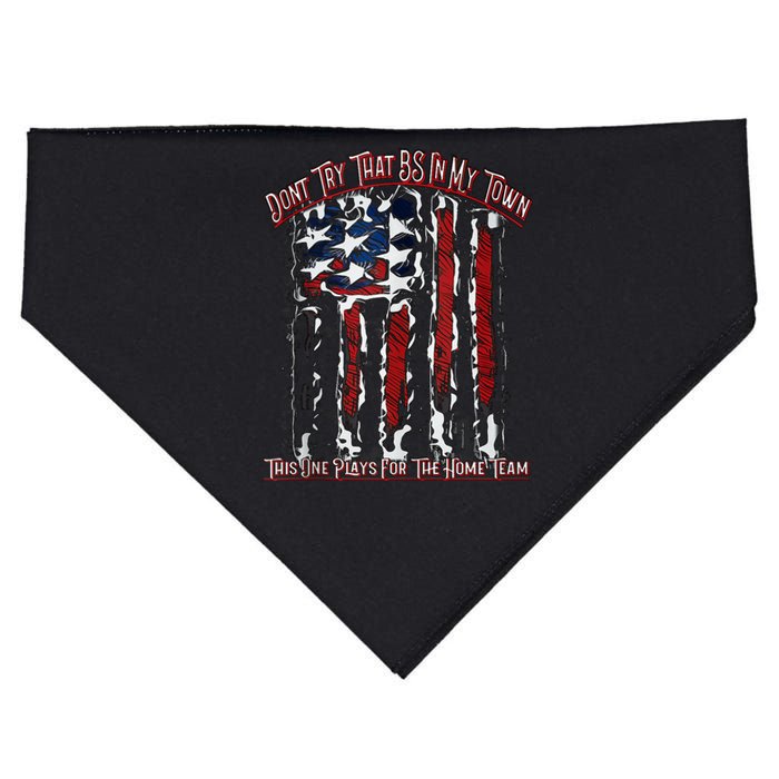 Dont Try That BS In My Town USA Flag Patriotic American USA-Made Doggie Bandana