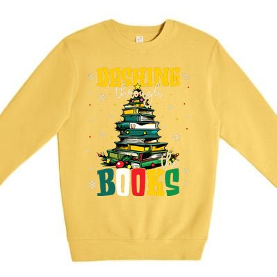 Dashing Through The Books Christmas Book Lovers Librarian Premium Crewneck Sweatshirt