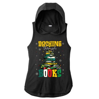 Dashing Through The Books Christmas Book Lovers Librarian Ladies PosiCharge Tri-Blend Wicking Draft Hoodie Tank