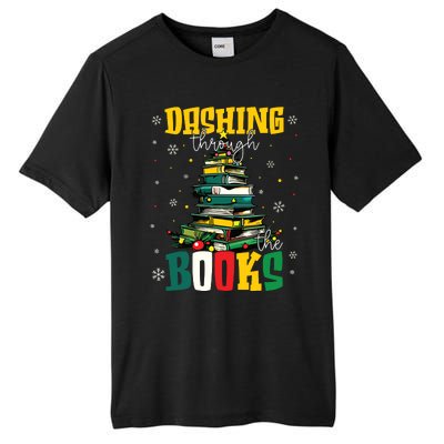 Dashing Through The Books Christmas Book Lovers Librarian Tall Fusion ChromaSoft Performance T-Shirt