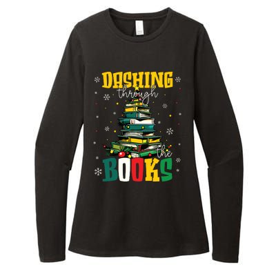 Dashing Through The Books Christmas Book Lovers Librarian Womens CVC Long Sleeve Shirt