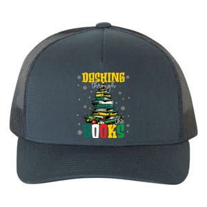 Dashing Through The Books Christmas Book Lovers Librarian Yupoong Adult 5-Panel Trucker Hat