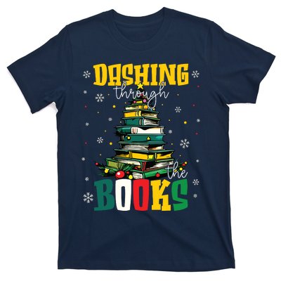 Dashing Through The Books Christmas Book Lovers Librarian T-Shirt