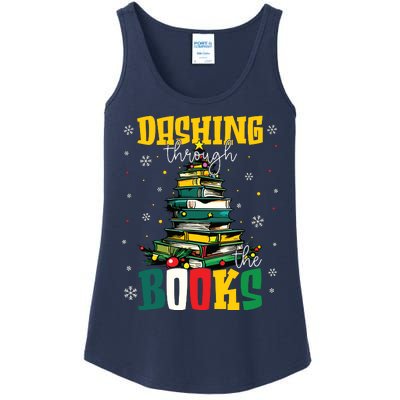 Dashing Through The Books Christmas Book Lovers Librarian Ladies Essential Tank