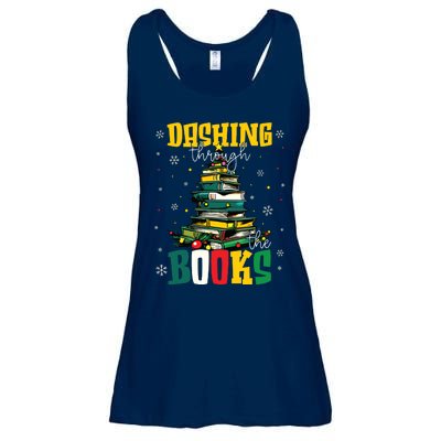 Dashing Through The Books Christmas Book Lovers Librarian Ladies Essential Flowy Tank