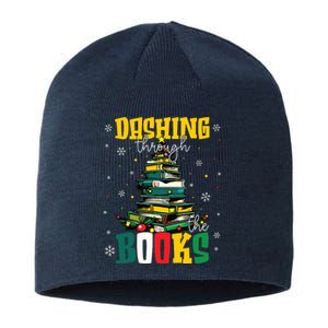 Dashing Through The Books Christmas Book Lovers Librarian Sustainable Beanie