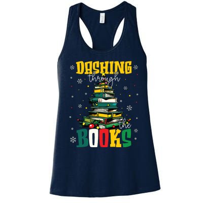 Dashing Through The Books Christmas Book Lovers Librarian Women's Racerback Tank