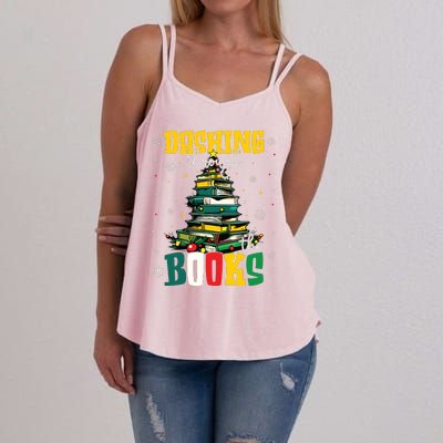 Dashing Through The Books Christmas Book Lovers Librarian Women's Strappy Tank