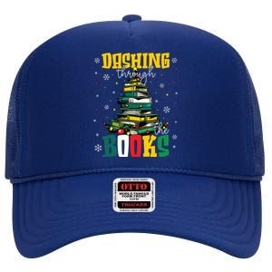 Dashing Through The Books Christmas Book Lovers Librarian High Crown Mesh Back Trucker Hat