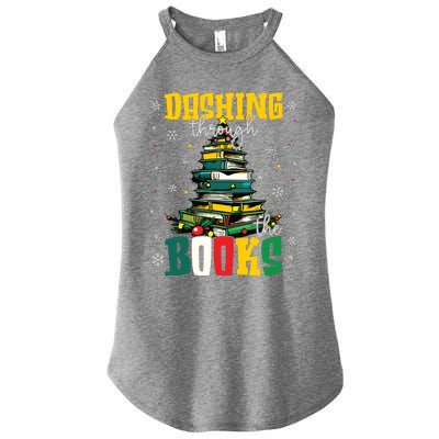 Dashing Through The Books Christmas Book Lovers Librarian Women's Perfect Tri Rocker Tank