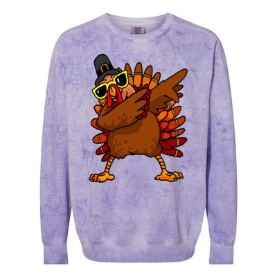 Dabbing Turkey, Thanksgiving Funny Cute Colorblast Crewneck Sweatshirt