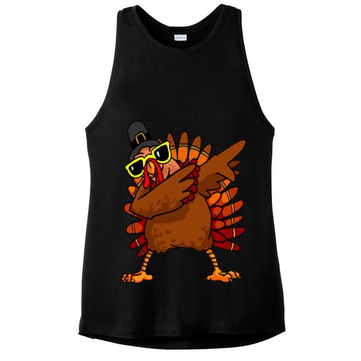 Dabbing Turkey, Thanksgiving Funny Cute Ladies PosiCharge Tri-Blend Wicking Tank