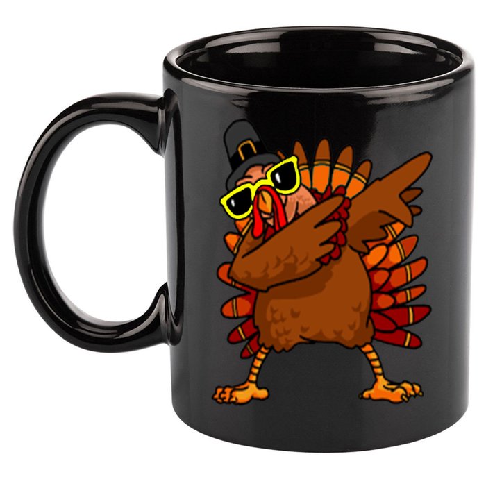 Dabbing Turkey, Thanksgiving Funny Cute 11oz C Handle Ceramic Mug