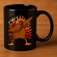 Dabbing Turkey, Thanksgiving Funny Cute 11oz C Handle Ceramic Mug