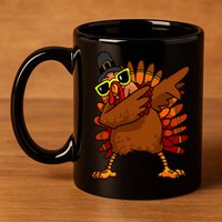 Dabbing Turkey, Thanksgiving Funny Cute 11oz C Handle Ceramic Mug