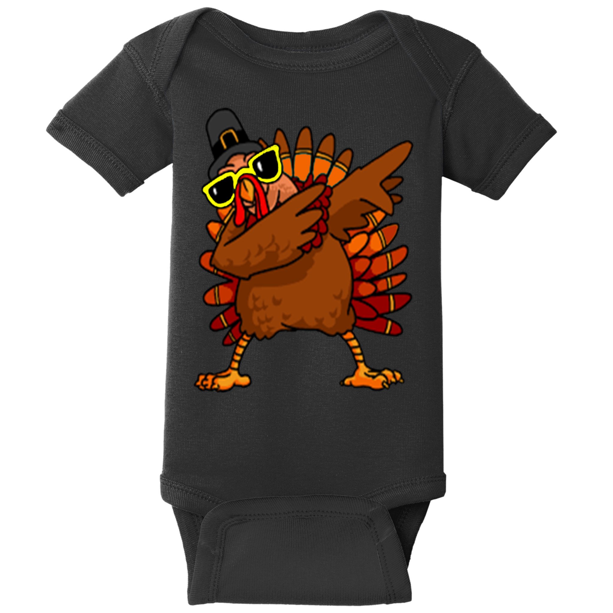 Dabbing Turkey, Thanksgiving Funny Cute Baby Bodysuit