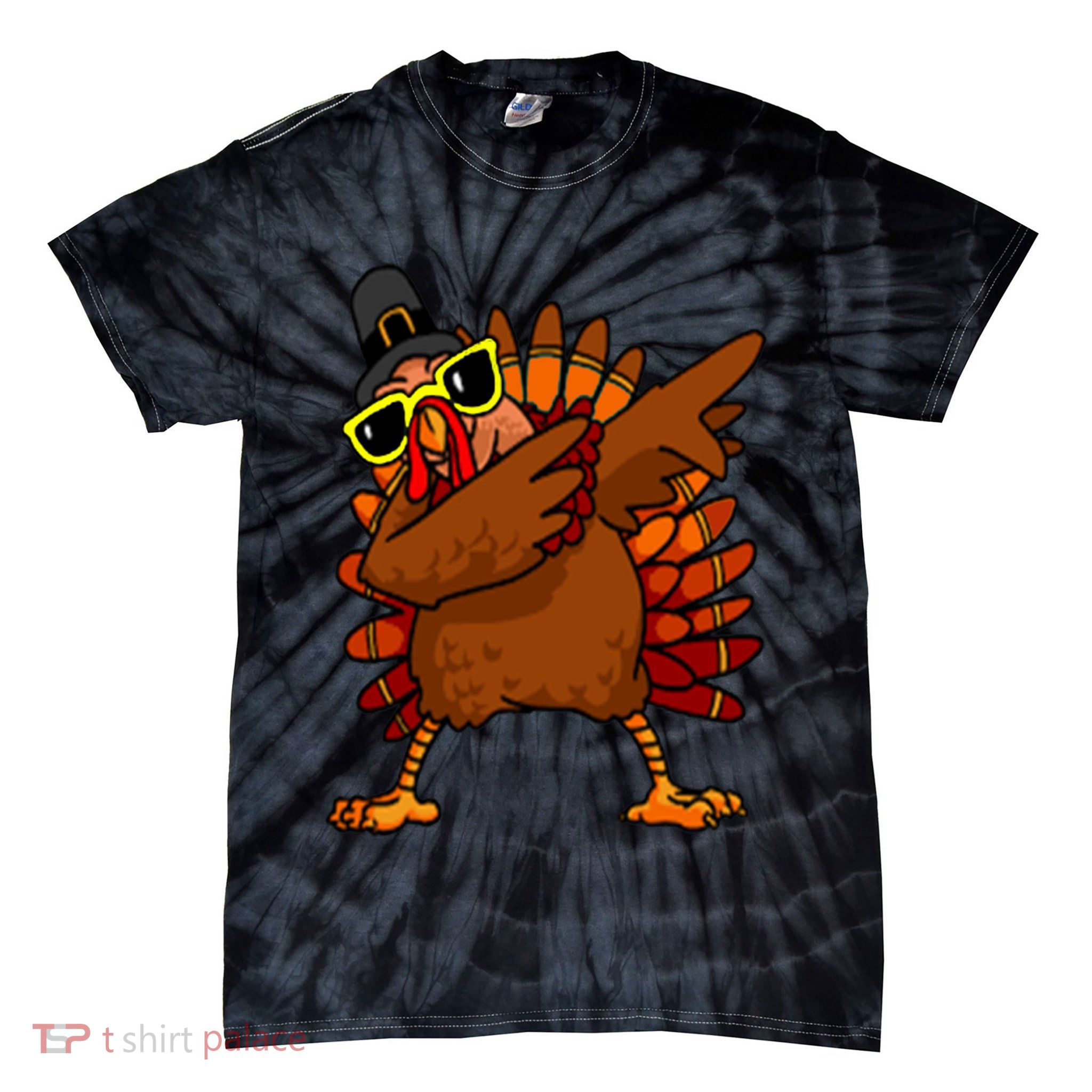 Dabbing Turkey, Thanksgiving Funny Cute Tie-Dye T-Shirt