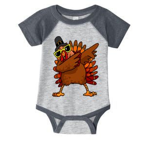 Dabbing Turkey, Thanksgiving Funny Cute Infant Baby Jersey Bodysuit