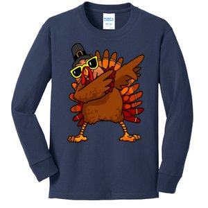 Dabbing Turkey, Thanksgiving Funny Cute Kids Long Sleeve Shirt