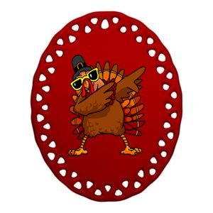 Dabbing Turkey, Thanksgiving Funny Cute Ceramic Oval Ornament