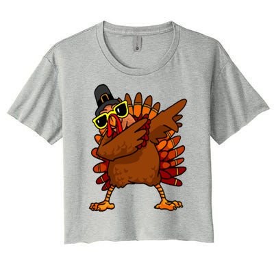 Dabbing Turkey, Thanksgiving Funny Cute Women's Crop Top Tee