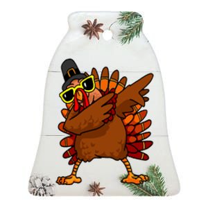 Dabbing Turkey, Thanksgiving Funny Cute Ceramic Bell Ornament