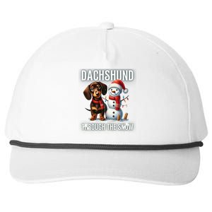 Dashing Through The Snow Dachshund Christmas Dog Lover Great Gift Snapback Five-Panel Rope Hat