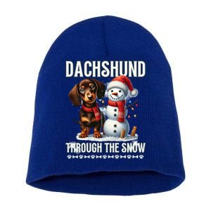 Dashing Through The Snow Dachshund Christmas Dog Lover Great Gift Short Acrylic Beanie