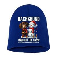 Dashing Through The Snow Dachshund Christmas Dog Lover Great Gift Short Acrylic Beanie