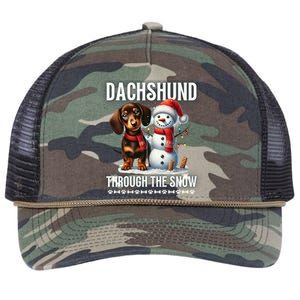 Dashing Through The Snow Dachshund Christmas Dog Lover Great Gift Retro Rope Trucker Hat Cap