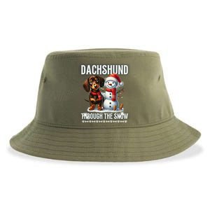 Dashing Through The Snow Dachshund Christmas Dog Lover Great Gift Sustainable Bucket Hat