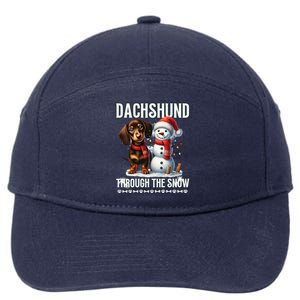 Dashing Through The Snow Dachshund Christmas Dog Lover Great Gift 7-Panel Snapback Hat