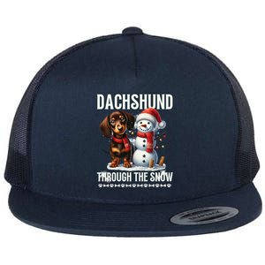 Dashing Through The Snow Dachshund Christmas Dog Lover Great Gift Flat Bill Trucker Hat