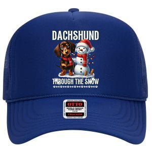 Dashing Through The Snow Dachshund Christmas Dog Lover Great Gift High Crown Mesh Back Trucker Hat