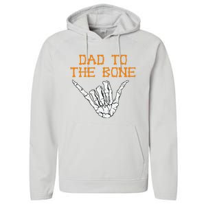 Dad To The Bone Spooky Skeleton Hand Funny Halloween Performance Fleece Hoodie