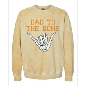 Dad To The Bone Spooky Skeleton Hand Funny Halloween Colorblast Crewneck Sweatshirt