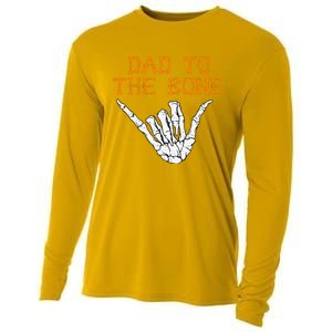 Dad To The Bone Spooky Skeleton Hand Funny Halloween Cooling Performance Long Sleeve Crew