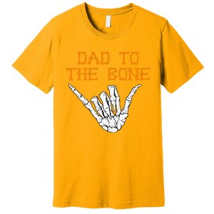 Dad To The Bone Spooky Skeleton Hand Funny Halloween Premium T-Shirt