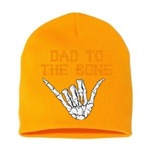 Dad To The Bone Spooky Skeleton Hand Funny Halloween Short Acrylic Beanie