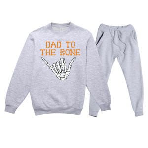 Dad To The Bone Spooky Skeleton Hand Funny Halloween Premium Crewneck Sweatsuit Set