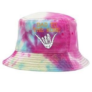 Dad To The Bone Spooky Skeleton Hand Funny Halloween Tie-Dyed Bucket Hat