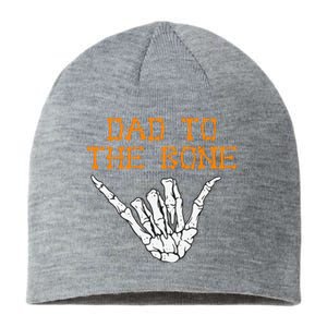 Dad To The Bone Spooky Skeleton Hand Funny Halloween Sustainable Beanie