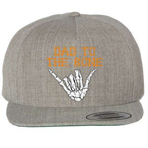 Dad To The Bone Spooky Skeleton Hand Funny Halloween Wool Snapback Cap