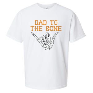 Dad To The Bone Spooky Skeleton Hand Funny Halloween Sueded Cloud Jersey T-Shirt