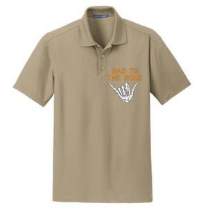 Dad To The Bone Spooky Skeleton Hand Funny Halloween Dry Zone Grid Polo